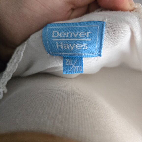 Denver Hayes Cream/White Crochet Lace Trim Sleeveless Tank Top - Size 2XL - Picture 3 of 3